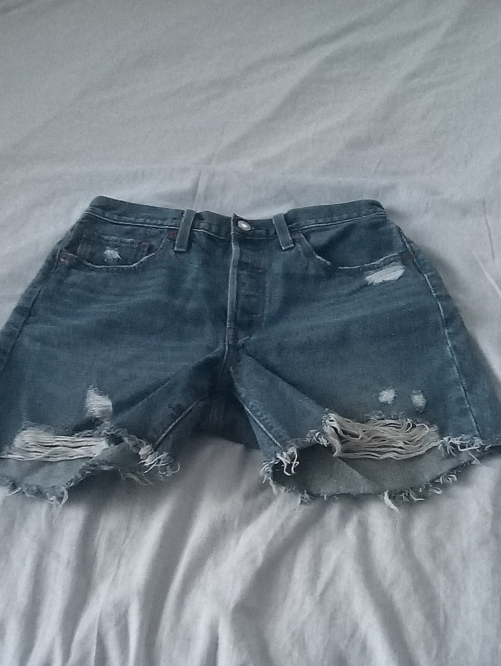 Levi's Distressed Dark Blue Denim Women's Shorts